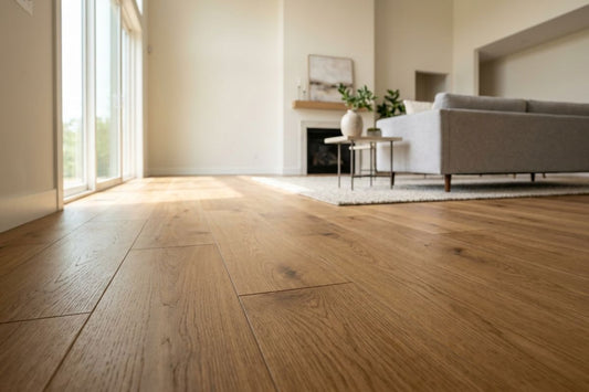 Engineered hardwood flooring installed over a concrete slab in a Columbus, OH home