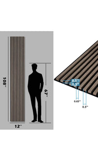 Walnut Oak Acoustic Slat Wall Panel – 12.6 in. W × 108.2 in. H