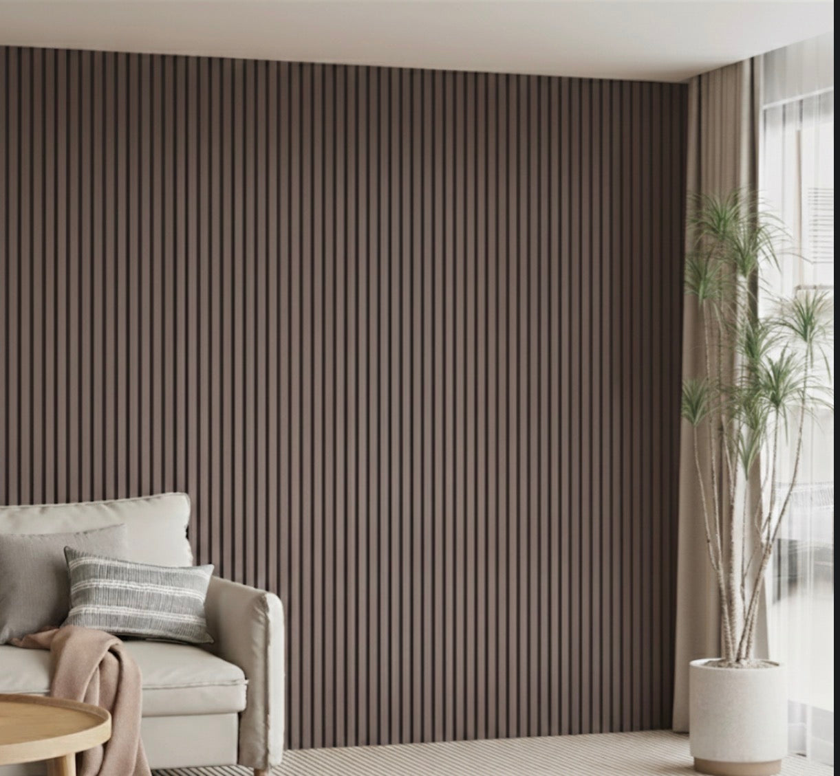 Walnut Oak Acoustic Slat Wall Panel – 12.6 in. W × 108.2 in. H