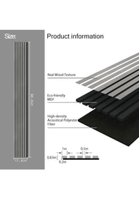 Silver Oak  Acoustic Slat Wall Panel – 12.6 in. W × 108.2 in. H