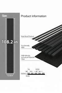Black Oak  Acoustic Slat Wall Panel – 12.6 in. W × 108.2 in. H