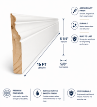 Pine Wood Colonial Baseboard – Smooth Acrylic Painted Finish