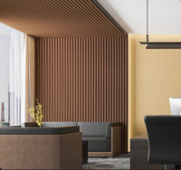 Brown Acoustic Slat Wall Panel – 12.6 in. W × 108.2 in. H