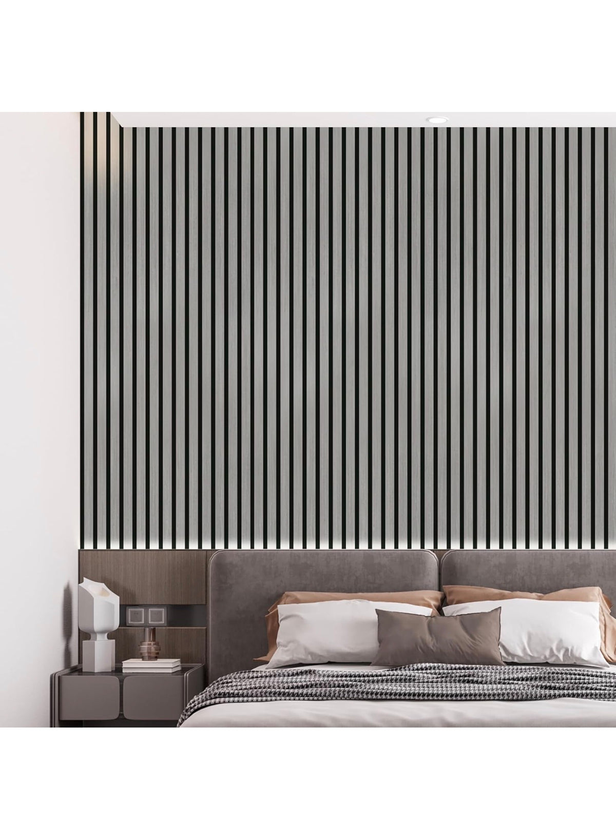 Silver Oak  Acoustic Slat Wall Panel – 12.6 in. W × 108.2 in. H