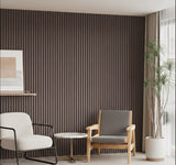 Walnut Oak Acoustic Slat Wall Panel – 12.6 in. W × 108.2 in. H