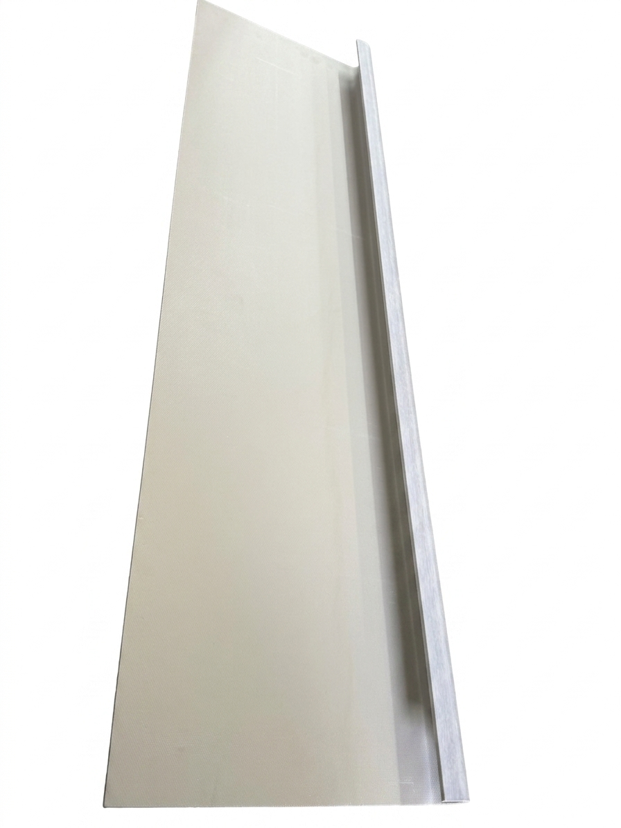 Glacier Oak Stairs Trade.                   Dimensions:     43.0 in × 11.5 in.            Thickness: 5.5mm